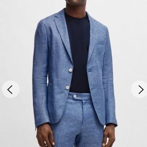 BOSS SLIM-FIT JACKET IN A MICRO-PATTERNED LINEN BLEND